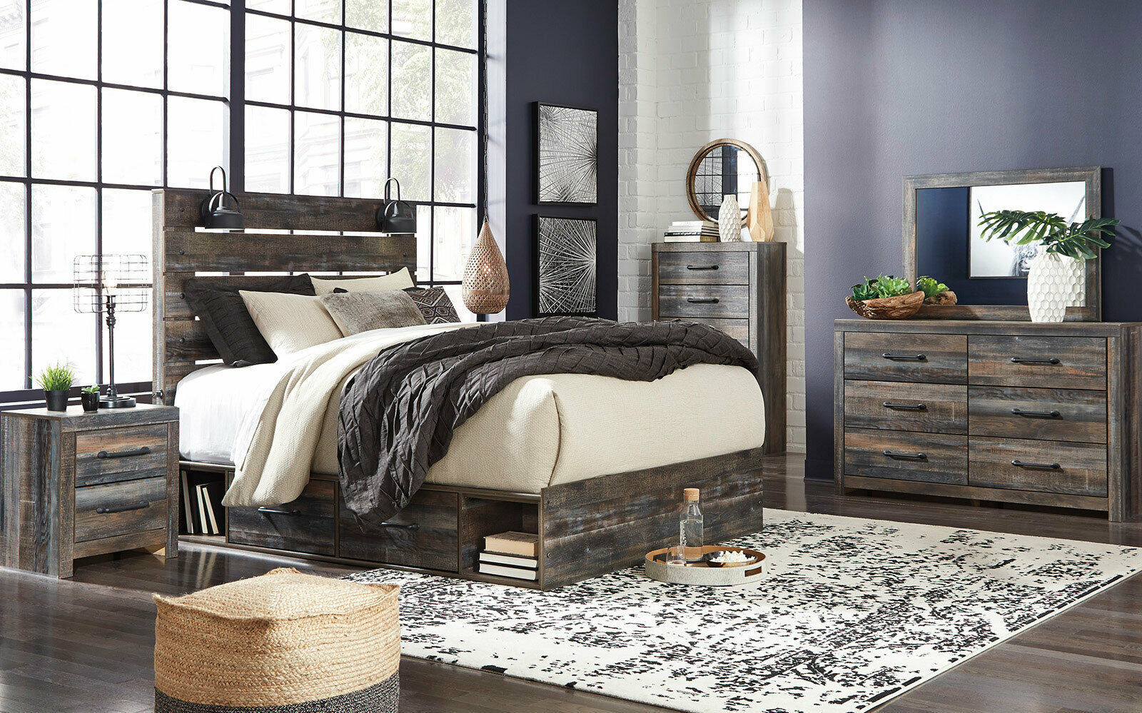 ORION 5 pieces Modern Rustic Brown Bedroom Suite with King ...