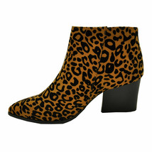 Qupid NAVA-06X Camel Black Leopard Women's Pointy Toe Zipper Ankle Booties - $37.95