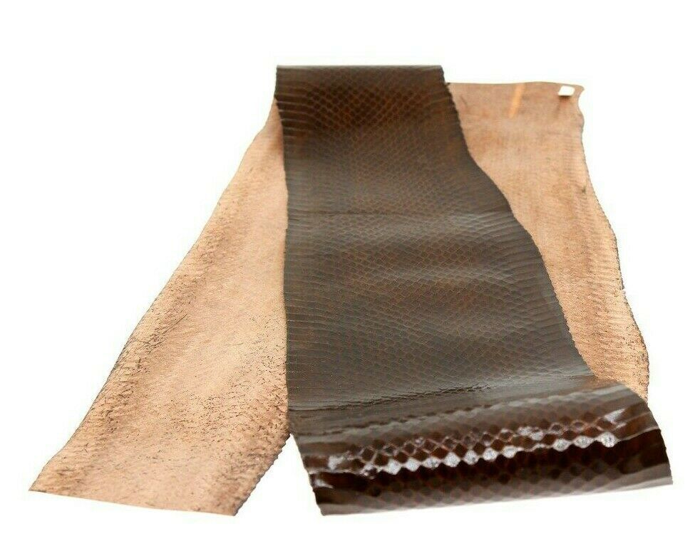Authentic Snakeskin Snake Skin Belly Hide Leather Pelt Craft Supply Glossy Brown