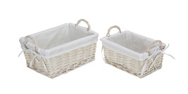 Cheung's Set of 2 White Willow Baskets with Fabric Liners - Large - $49.60