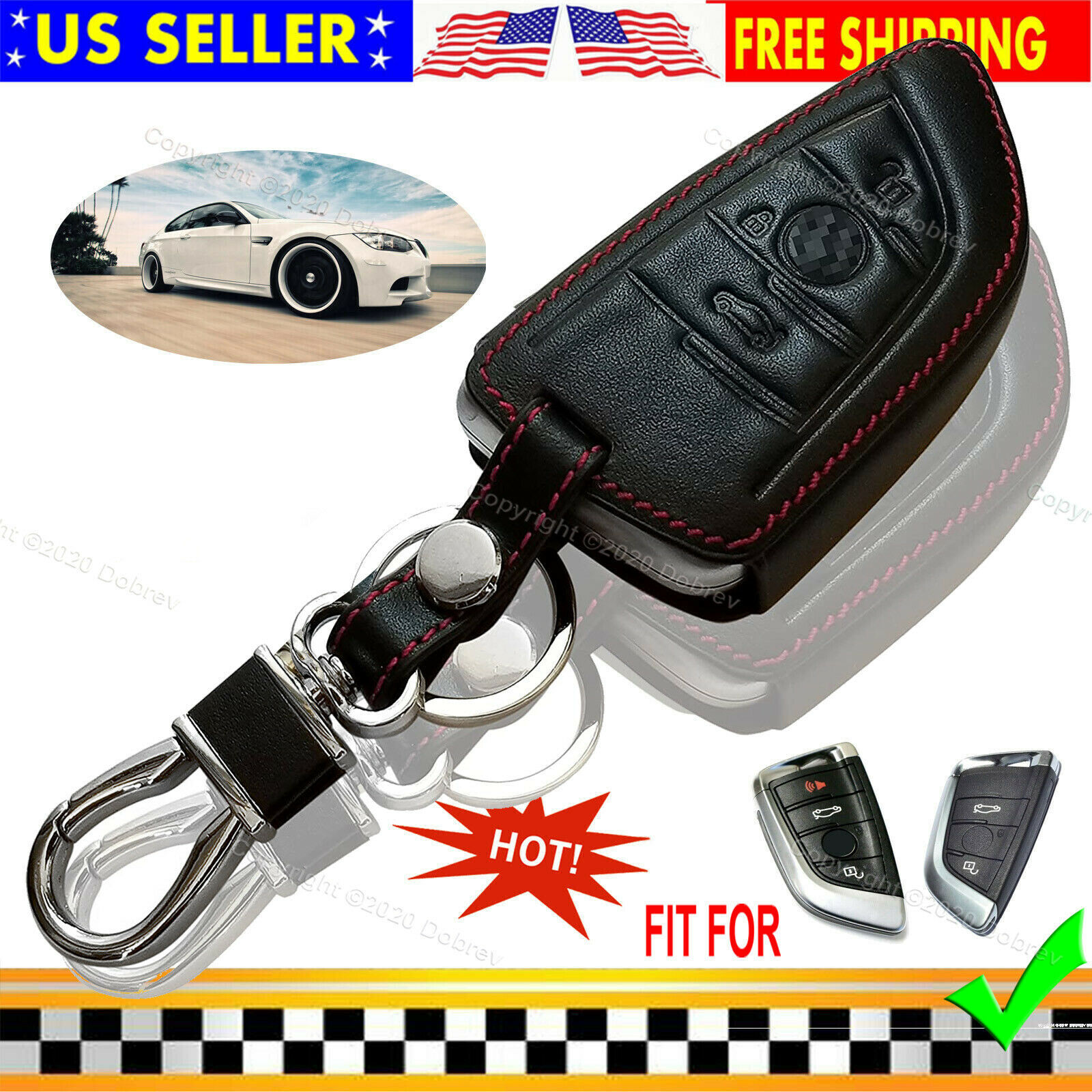 Genuine Leather Key Fob Case Holder for BMW F15 X5 2015 2016 2017 BMW F16 X6 Key - Remote Entry ...