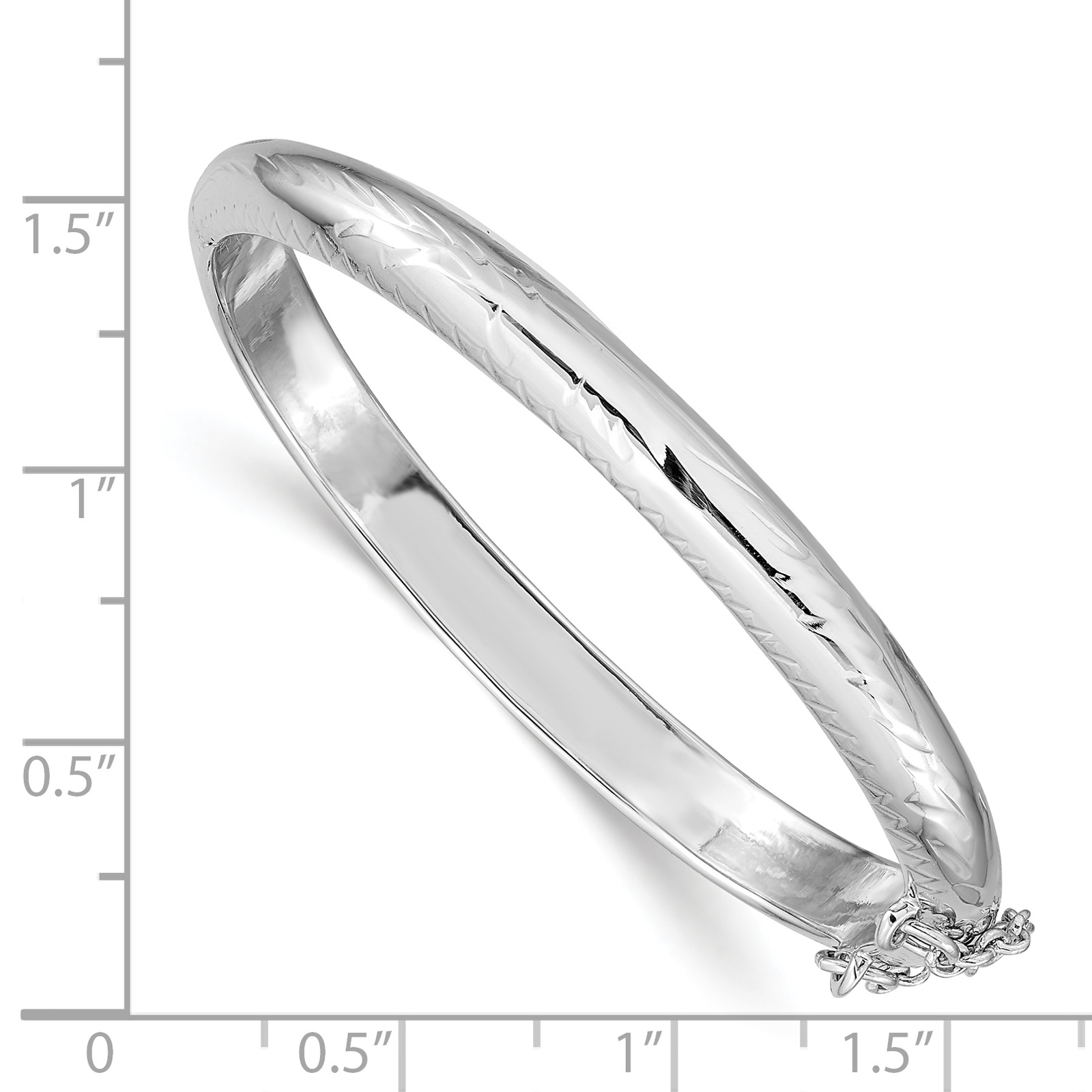 Sterling Silver Rhodiumplated 5mm Baby Hinged Bangle Bracelet Fine