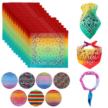 12 Pack Gradient Rainbow Cotton Head Wrap Scarf Bandana Ombre Colors 22" X 22"