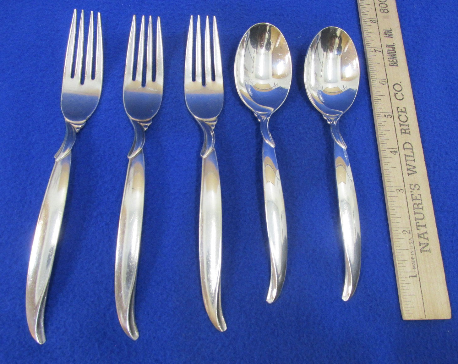 4 Vtg 1847 Rogers Bros Flair Pattern Silverplate Flatware Teaspoons Spoons 6" 