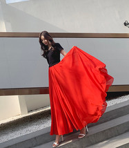 Wine Red Chiffon Maxi Skirt, High Waisted, Womens Plus Size, by Dressromantic image 8