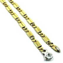 18K YELLOW WHITE GOLD CHAIN 5mm ALTERNATE GOURMETTE CUBAN BURB SQUARE LINK 24" image 3