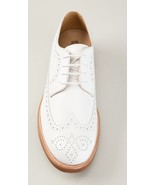 Handmade Men&#39;s White Leather Wing Tip Brogues Style Oxford Shoes - $149.99