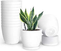 Plant Pots, 12 Pack 6 Inch Modern Plastic Planters With Drainage Holes, ... - $39.93