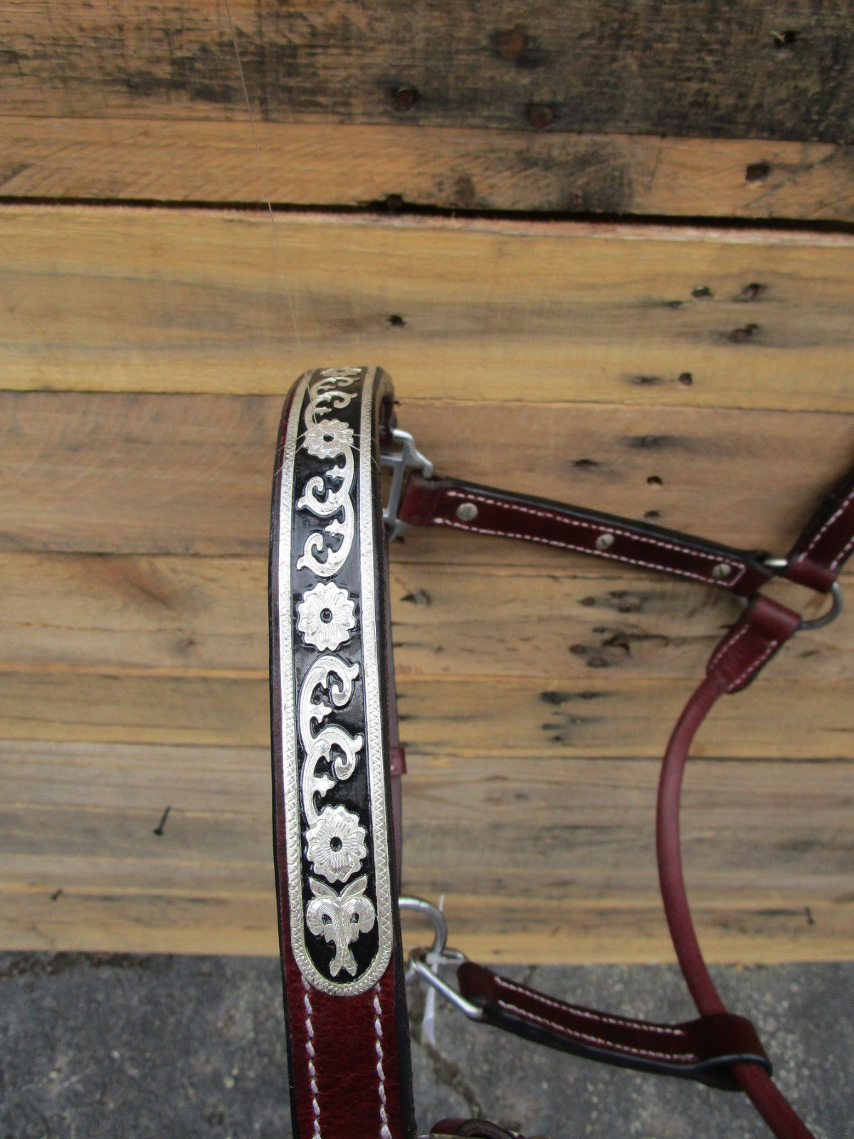 CUSTOM LEATHER HORSE HALTER SILVER SHOW LEATHER WESTERN TACK ENGRAVED