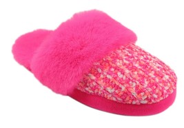 Mädchen Rosa Unscharf Chenille Hausschuhe Plüsch Gummi Unten Haus Schuhe 11-12 - $7.80