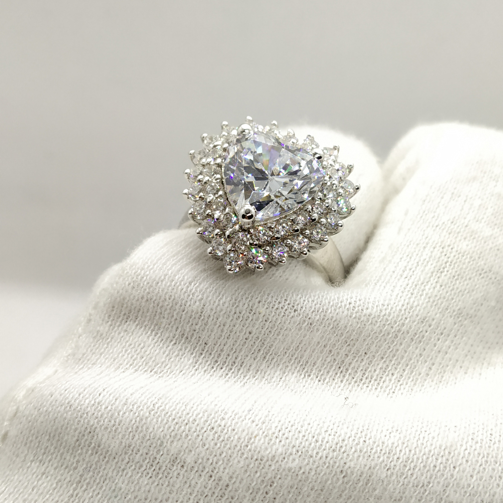 2.25Ct Heart Shape White Diamond 925 Sterling Silver Designer Engagement Ring