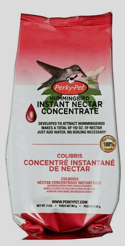 New Perky-Pet Hummingbird Red Nectar Food Concentrate Sucrose 2 lb. Makes 192 oz