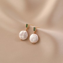 Minar Round Freshwater  Drop Earrings for Women Green Color CZ Zircon Ha... - $18.50
