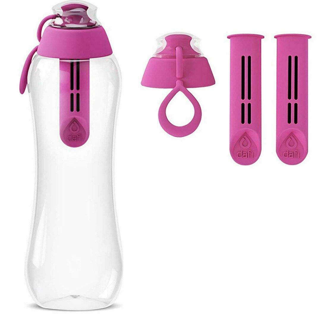 Dafi Filtering Water Bottle 24 fl oz + 2 Filters + New Bottle Cap Pink BPA-Free