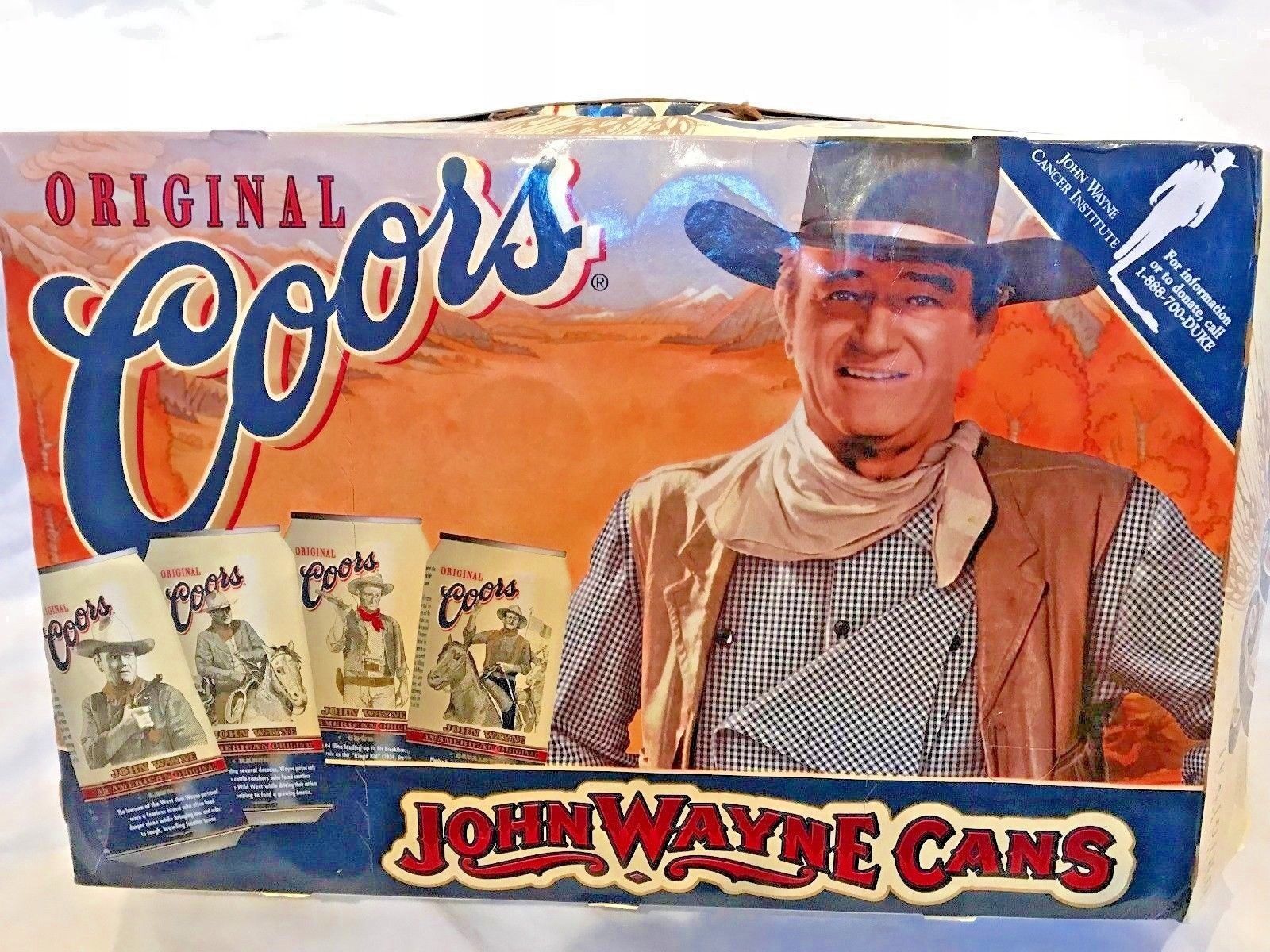 JOHN WAYNE Cowboy Coors Banquet Beer Full Case of 24 empty cans 1997