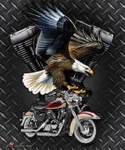 MOTORCYCLE CRUISING EAGLE Soft Warm Luxury QUEEN Bed Spread Blanket 79" x 94" image 1