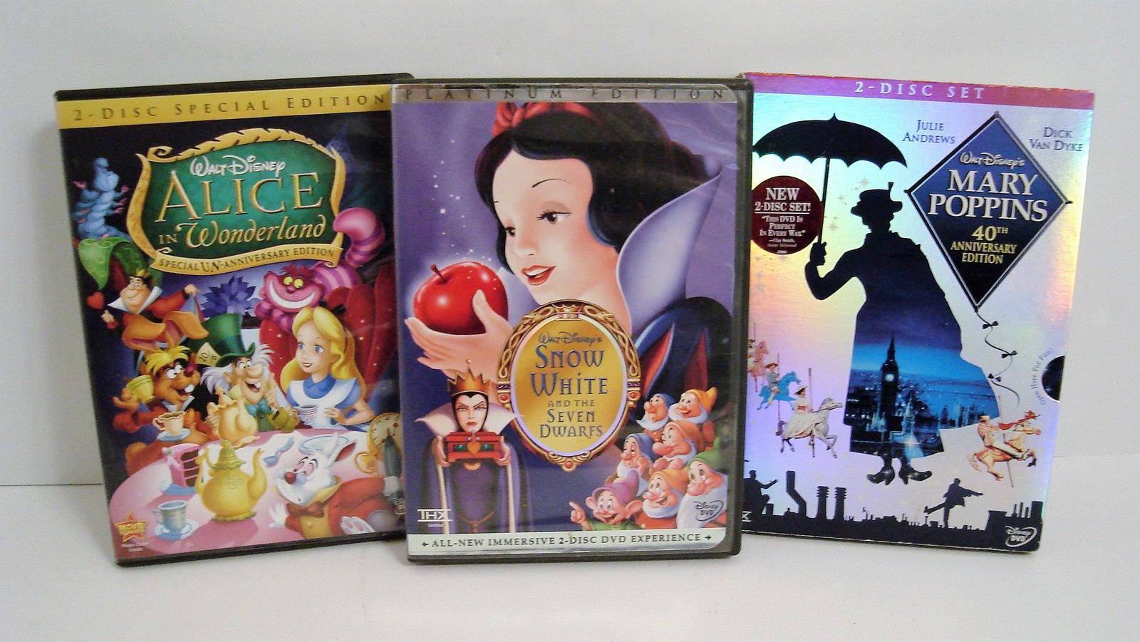 Primary image for Mary Poppins SNOW WHITE Alice in Wonderland Walt Disney 3 DVD Lot
