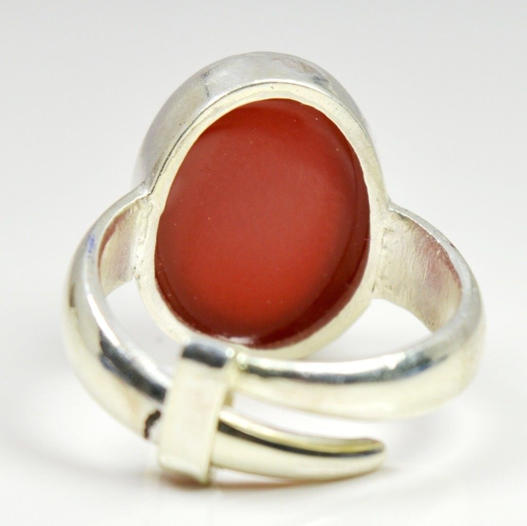 Genuine Carnelian Solid Silver Ring Adjustable Women 5 Carat