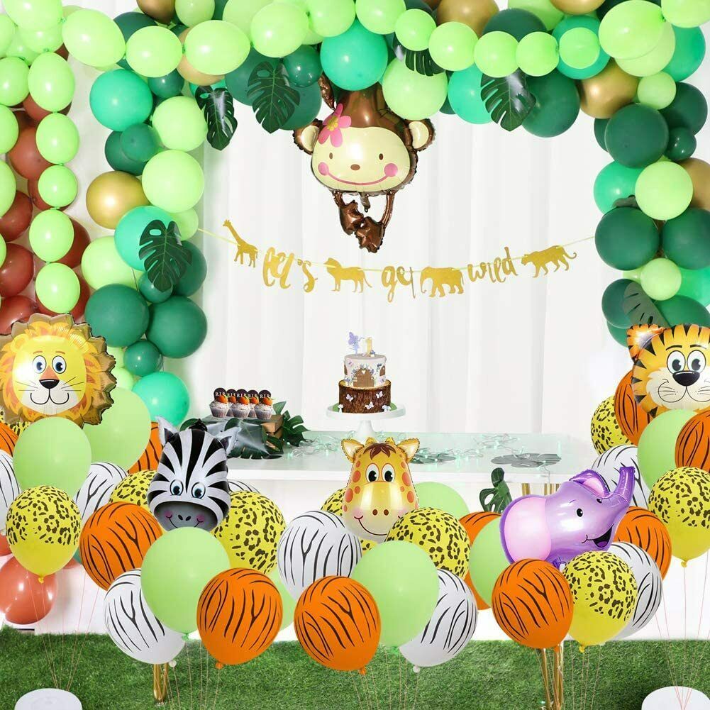 Jungle Balloons 170 Pack Animal Safari Birthday Tropical Party Decor ...