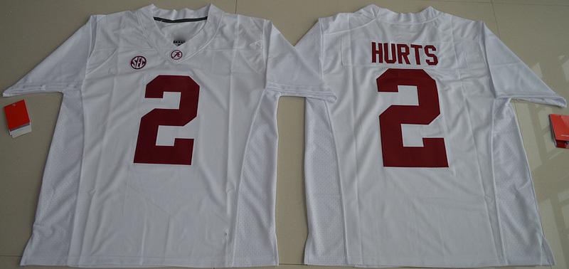 Men's Alabama Crimson Tide Jalen Hurts #2 White College Football