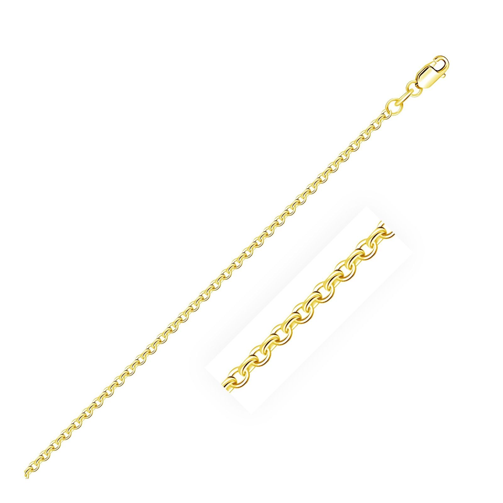 14k Yellow Gold Diamond Cut Cable Link Chain 1.8mm, size 22''