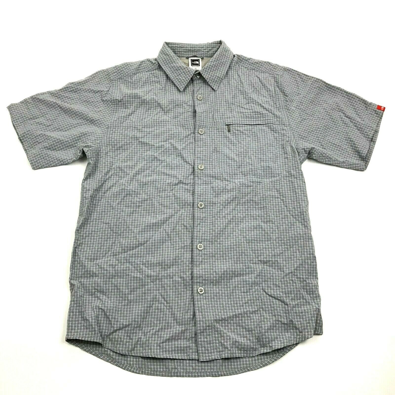 The North Face Button Up Shirt Men's Size Small S Gray Short Sleeve Zip ...