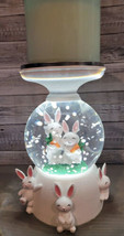 Bath & and Body Works Easter Bunny 3 Wick Light Up Water Globe Candle Pedestal - $64.05