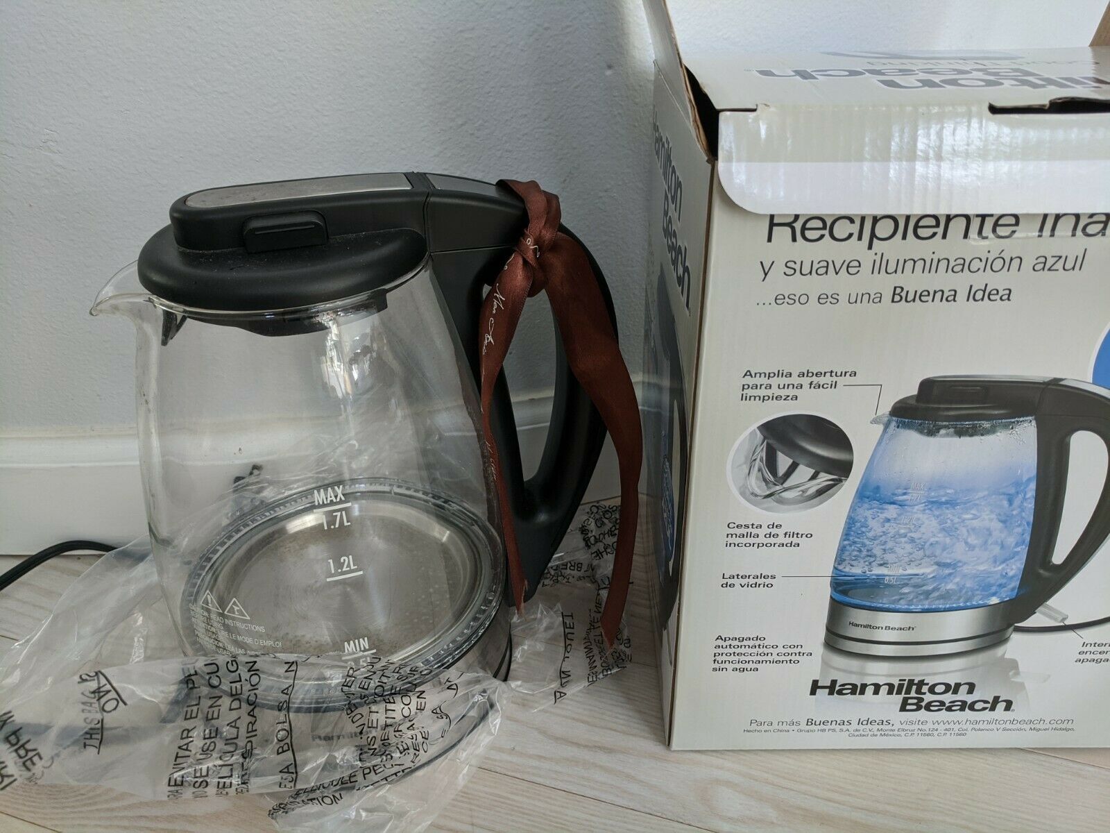 Hamilton Beach Electric Glass Kettle, 1.7 Liter, Stainless, Model 40865 ...