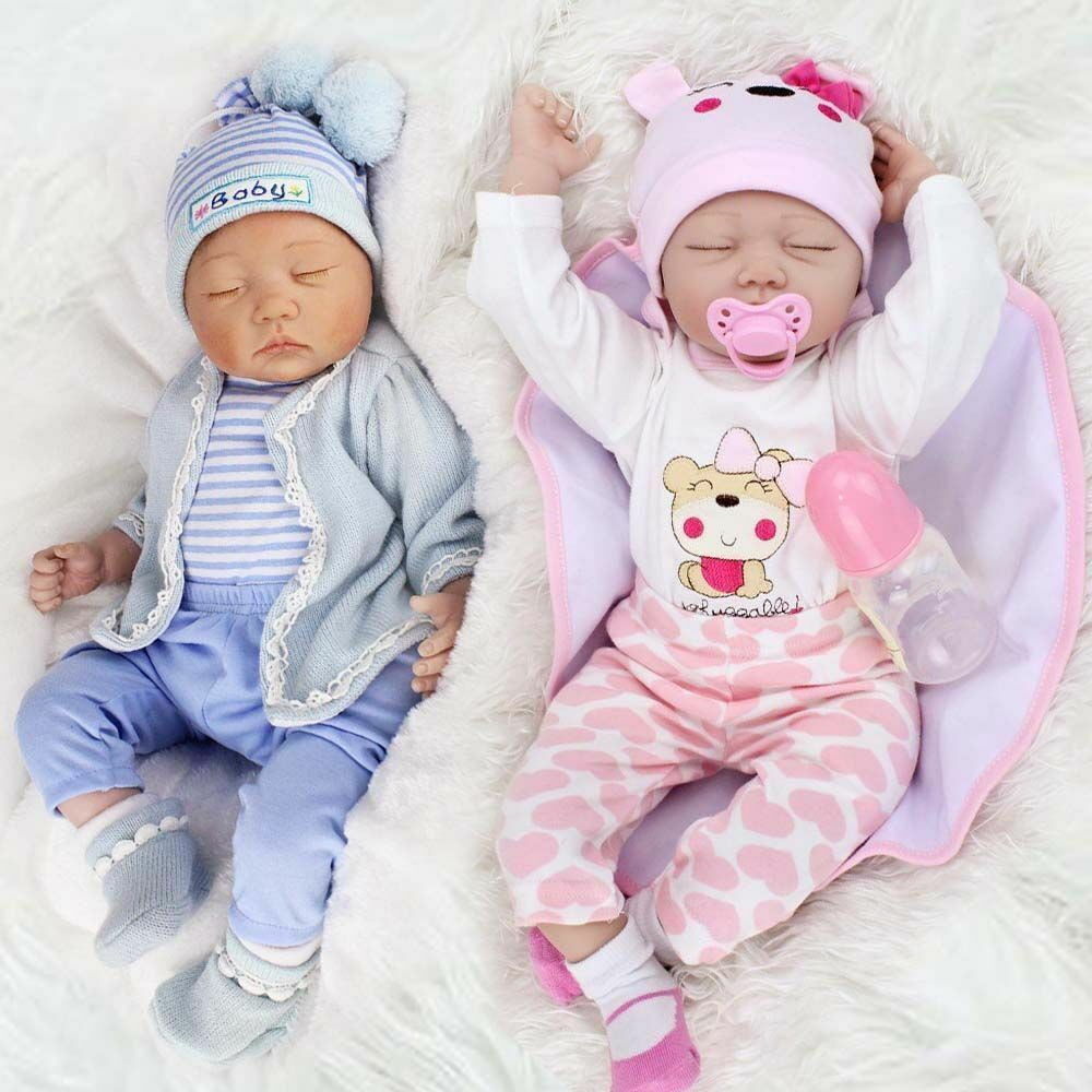 22" Reborn twins Boy + girl Baby Dolls Newborn Babies Vinyl Silicone SALE Baby Dolls