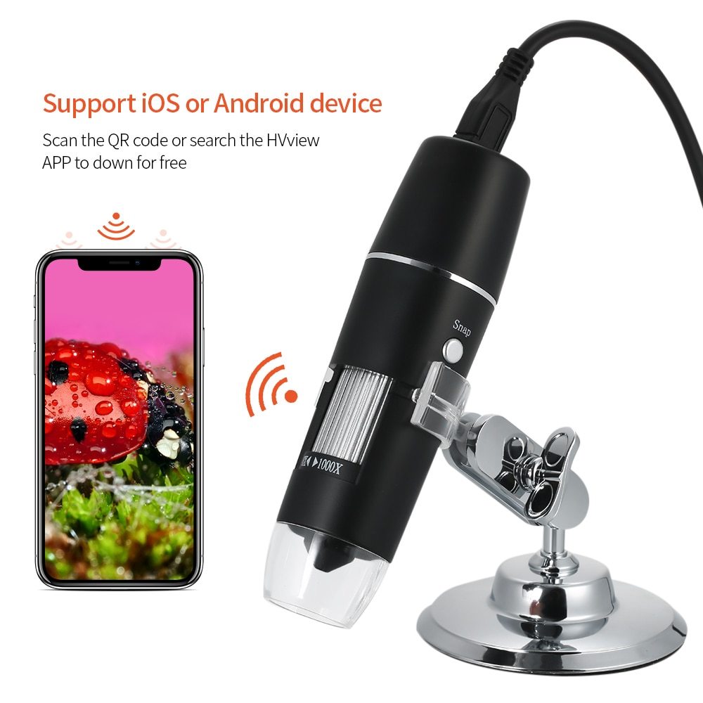 USB Digital Microscope 1000X Magnification with Stand Magnifier with 8 LED Light Calligraphy Tools