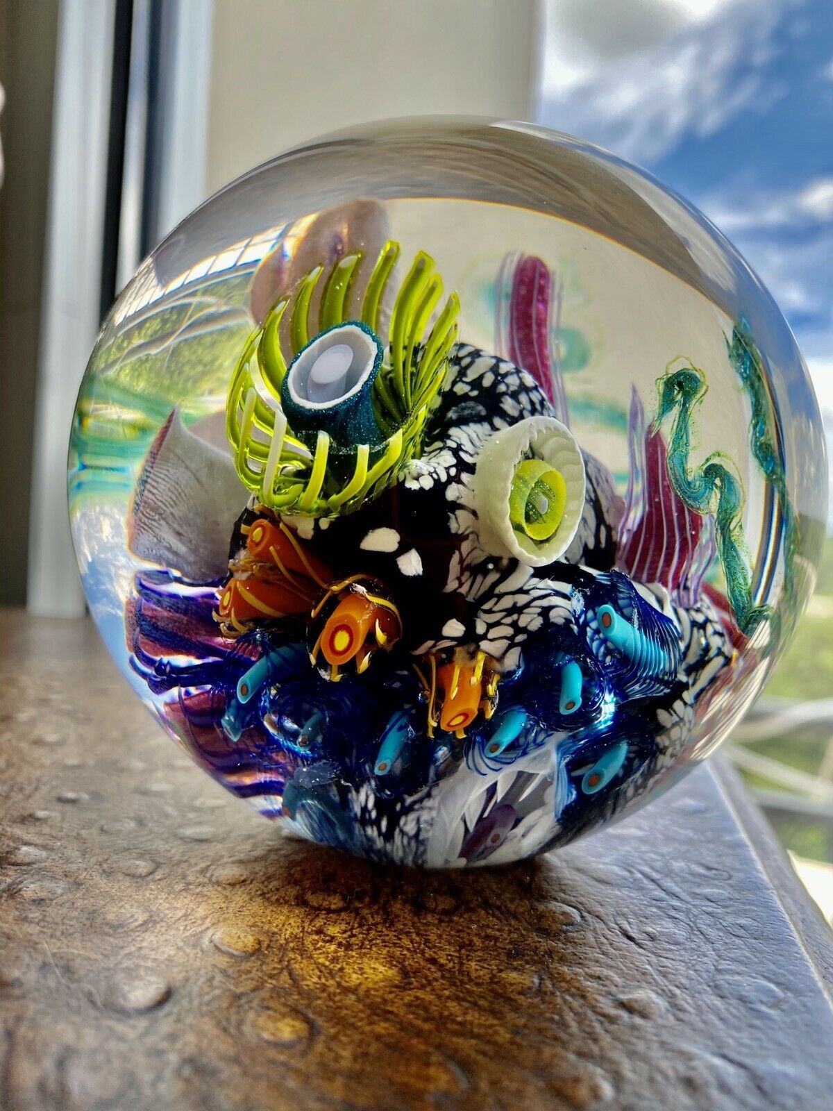 Mark Eckstrand Vintage Rare Signed millefiori Glass Paperweight