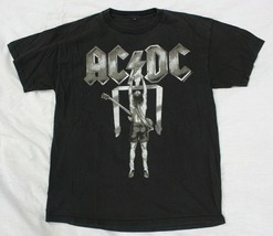 Vtg AC/DC 43&quot; Flick of the Switch Angus Young Black Graphic Short Sleeve... - $29.45
