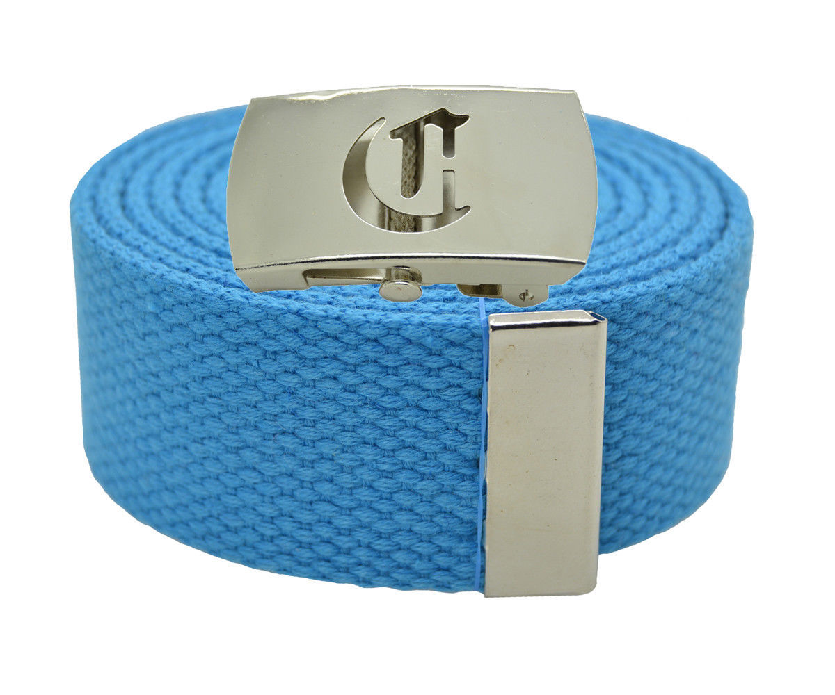 Canvas Military Web Belt /& BIG /"Plain/" Silver Buckle 48 54 60 72 Inches