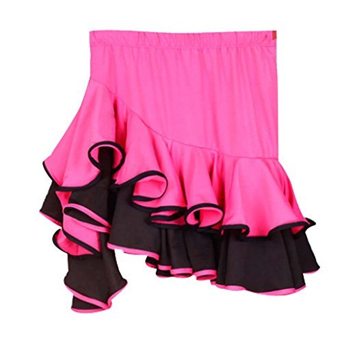Panda Legends Lovely Rose Red Girls Latin Dance Skirt Soft Elastic Practice Dres