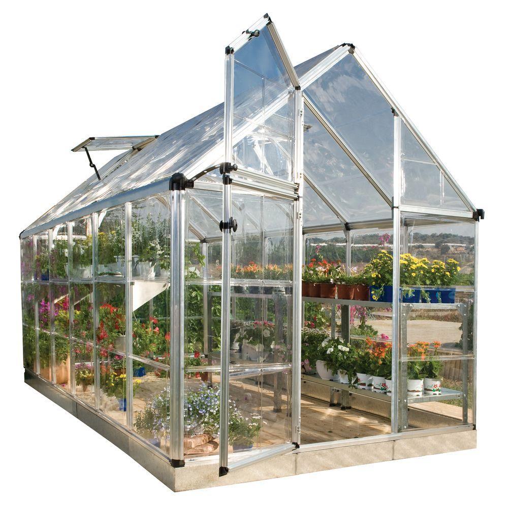 Palram Greenhouse 6 ft. x 12 ft. Door Latch Gutters Polycarbonate