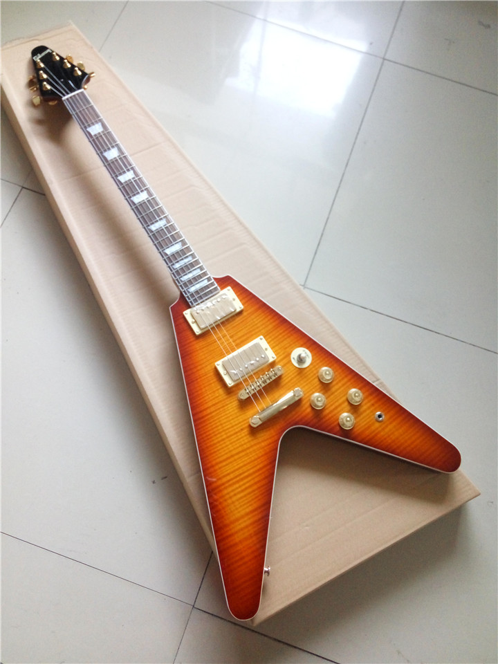 Flying V Guitar Reproduction Korean Hardware Gold Locking Tuner Electric