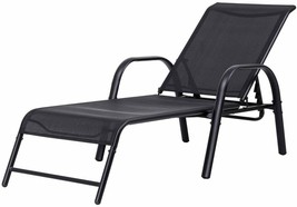 Set of 2 Patio Adjustable Recliner Lounge Chairs Black Furniture Pool image 2