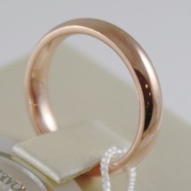 18K ROSE GOLD WEDDING BAND UNOAERRE COMFORT RING MARRIAGE 4 MM, MADE IN ITALY image 2