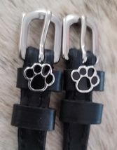 Puppy Paws Charm Leather English Spur Straps Adult Black image 1