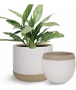 White Ceramic Flower Plant Pots 6.5 + 4.9 Inch Indoor Planters Containe - £46.43 GBP