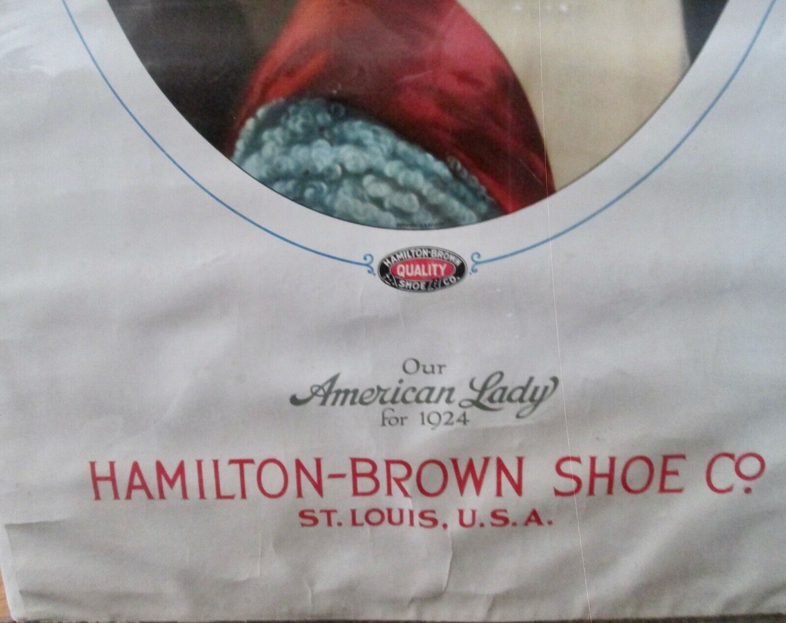 American Lady Hamilton Brown Shoe Co paper sign circa 1924