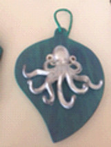 Octopus Metal On Wooden Beach Chic Distressed decorative Wooden Board With Cord  - $36.99