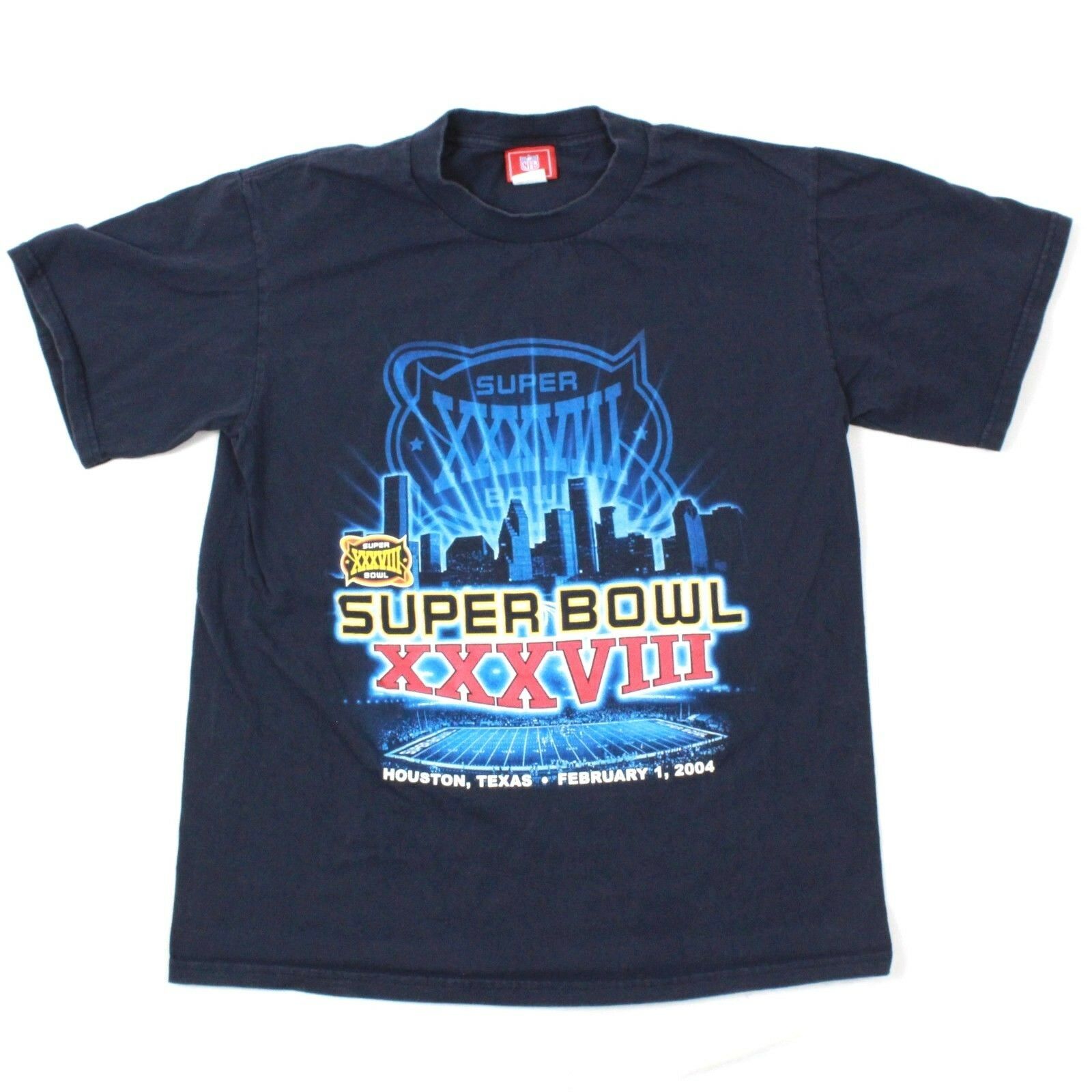 NFL Mens Tshirt Super Bowl XXXVIII 04 Tee Relaxed Navy Blue Houston