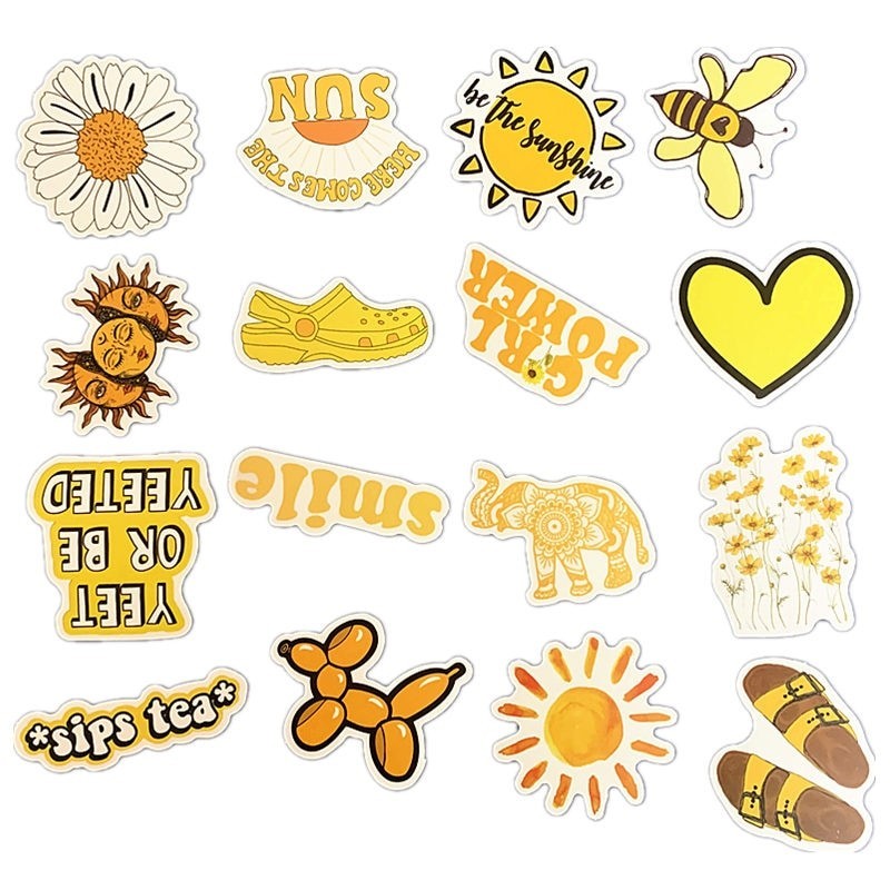 50PCS Cartoon Yellow INS Style Vsco Girl Stickers For Laptop Skateboard ...