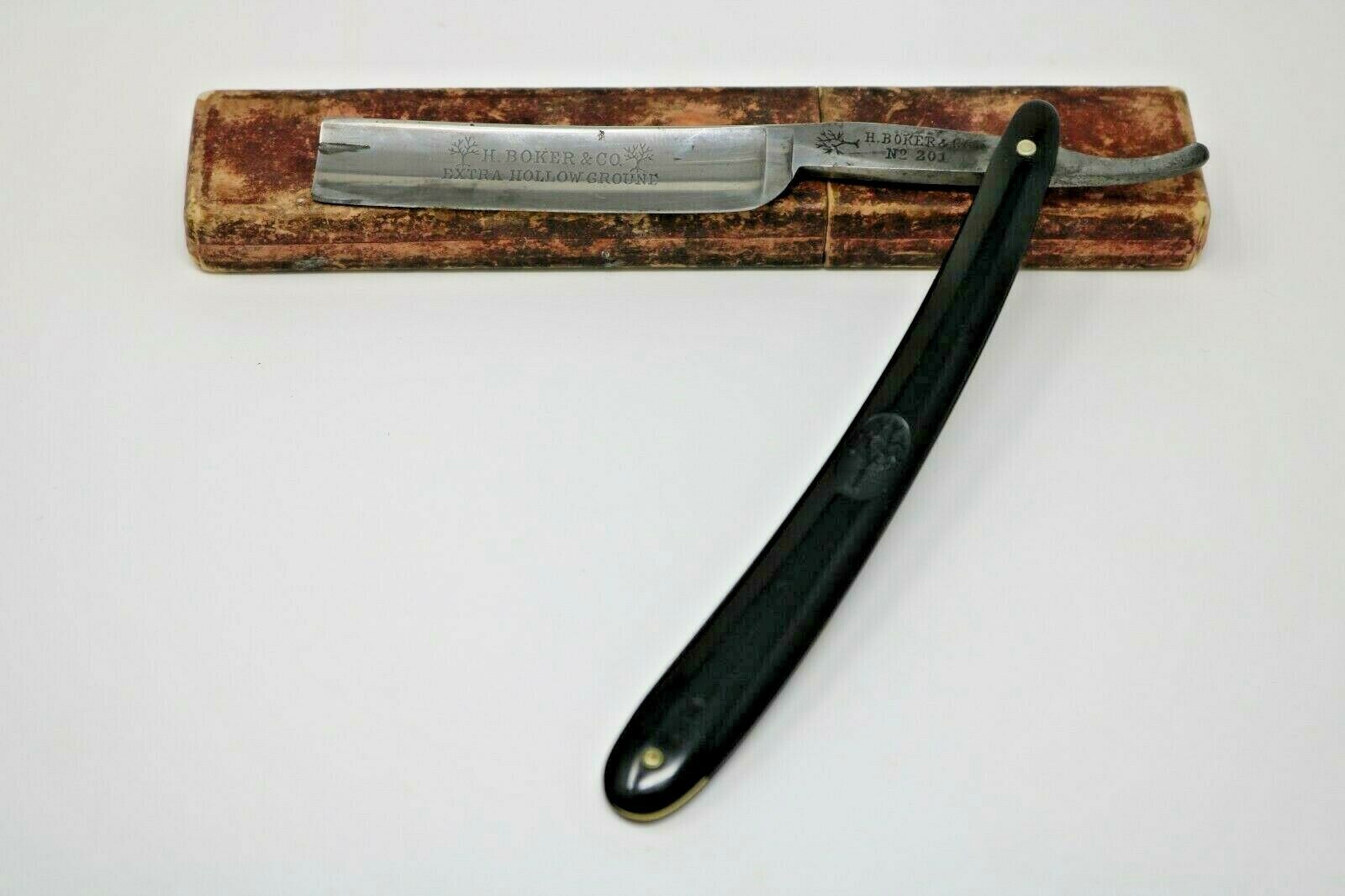 H. Boker & Co. Extra Hollow Ground Straight Razor 201 w/ Original Box Germany Straight Razors