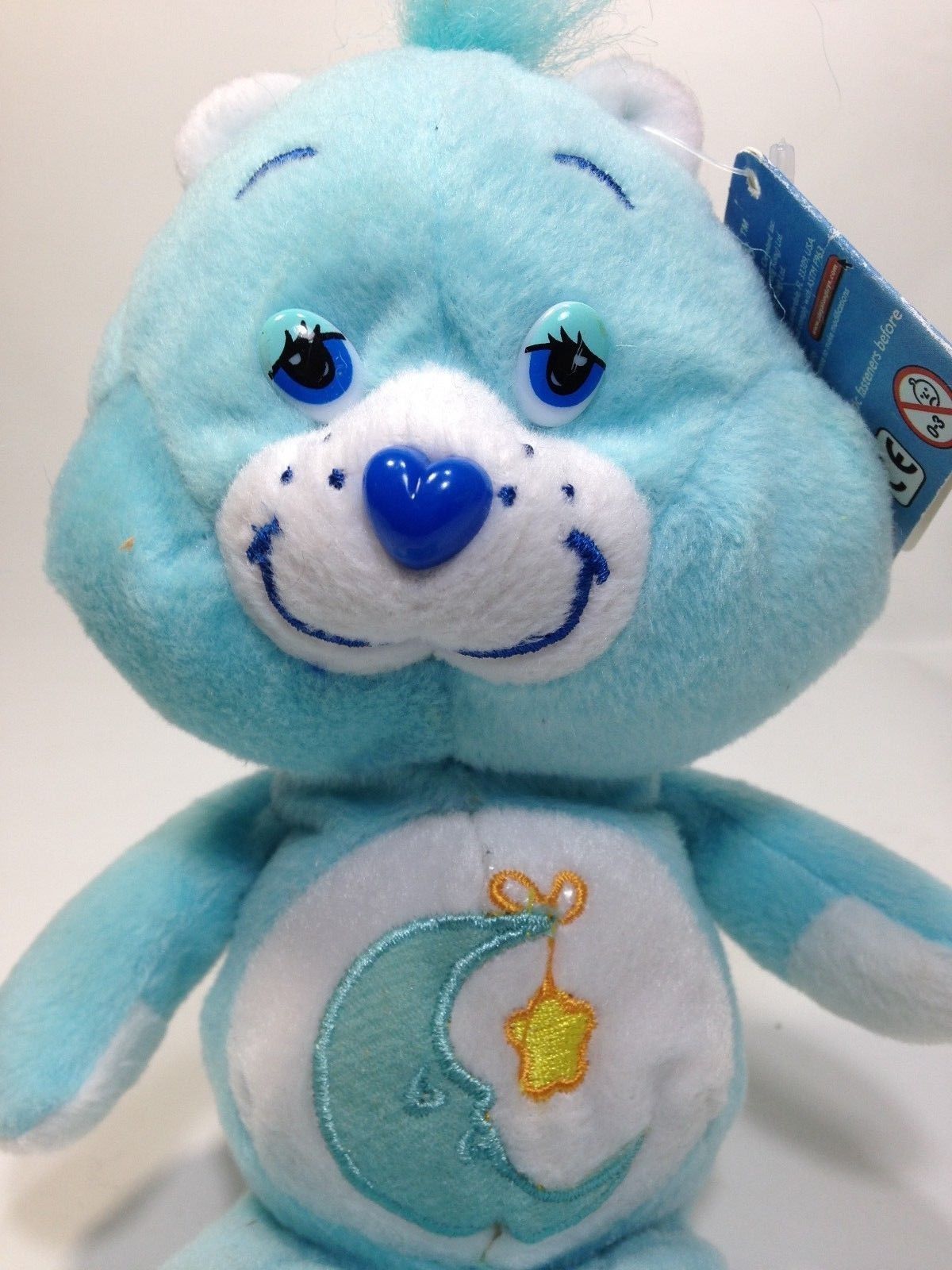 Care Bears Blue Cheer Bear Plush Moon Star Hearts 8" TAG Care Bears