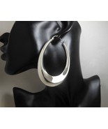 Chunky Oval Hoop Earrings, 925 Sterling Silver, Lightweight Puffy Earrings  - $95.00
