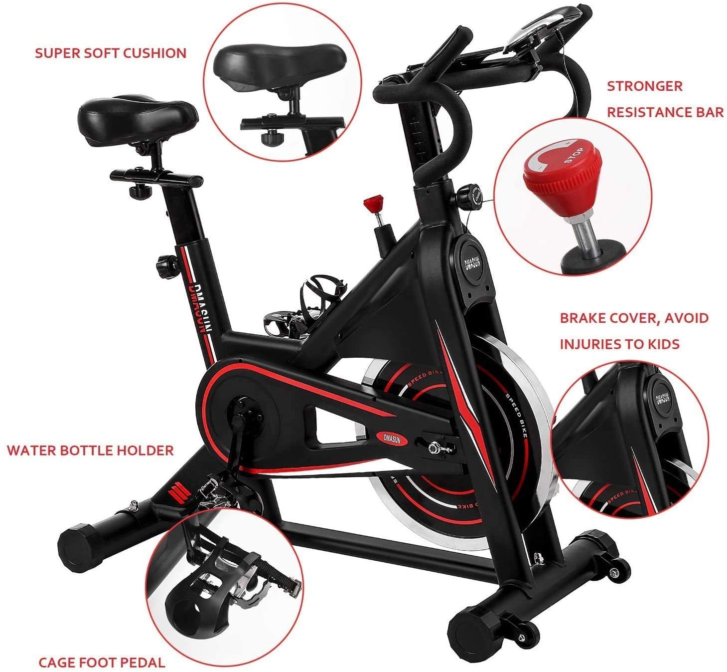 Exercise Bike, DMASUN Indoor Cycling Bike Stationary, Comfortable Seat