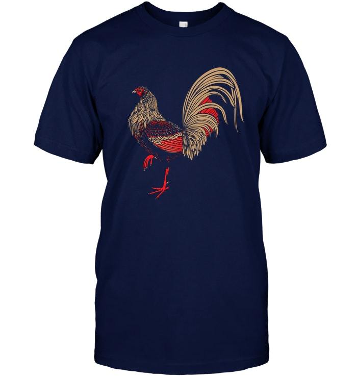 Red Rooster Chicken TShirt Funny Black Cotton Tee Vintage Gift For Men ...