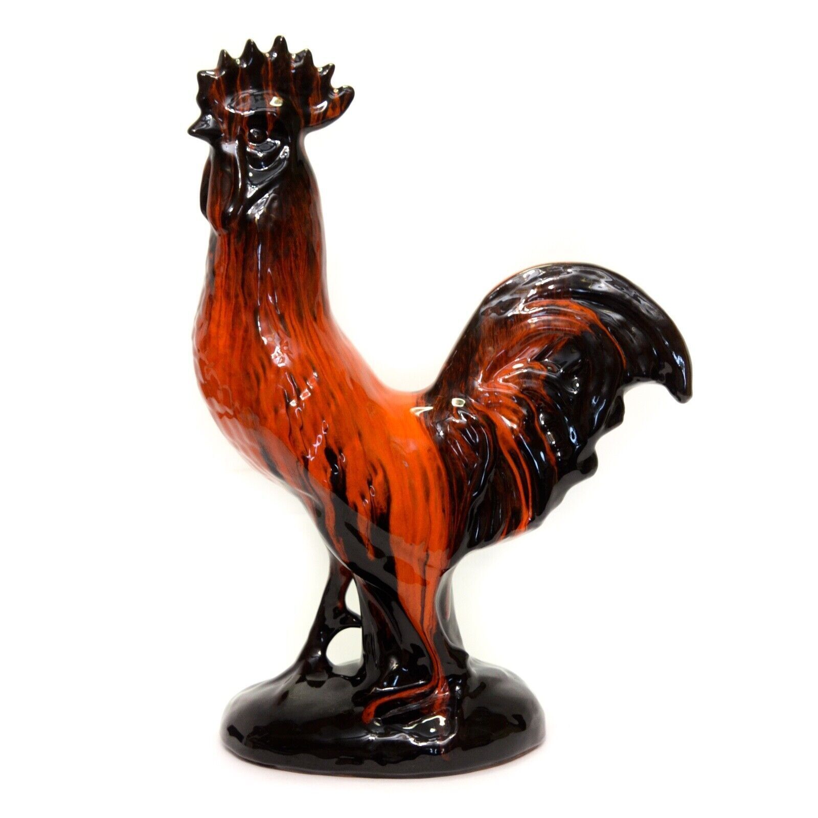 Vintage Ceramic Red Drip Glaze Farmhouse Rooster Statue Quebec Canada ...